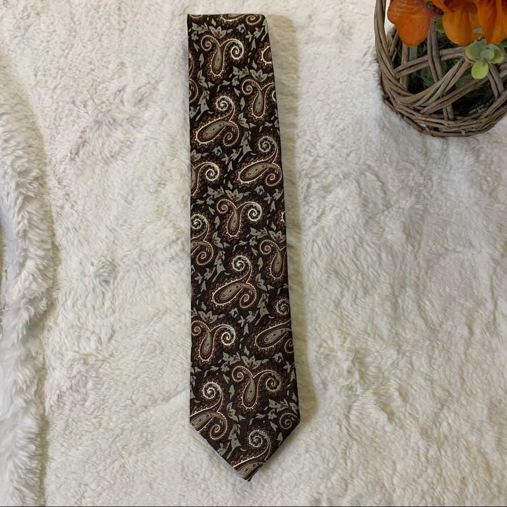 Black Brown 1826 100% Silk Necktie Brown Paisley NWOT